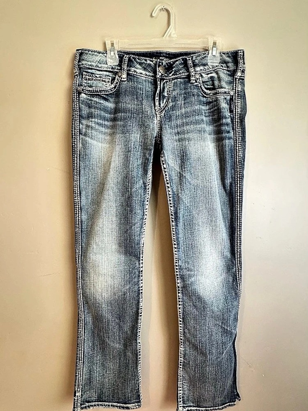 Silver Jeans Co. McKenzie Flap Pocket Slim Bootcut Jeans. Skinny Jeans Blue